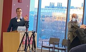 Rory Van Loo of Boston University School of Law speaks at the 2022 Consumer Law Scholar's Conference in Boston.